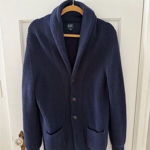 GAP Men's Deep Blue Cardigan Sweater